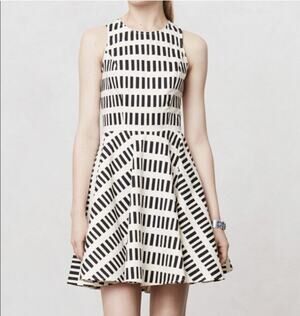 Dusen Dusen Dash Blue Ivory Sleeveless Mini Dress Anthropologie Size 6